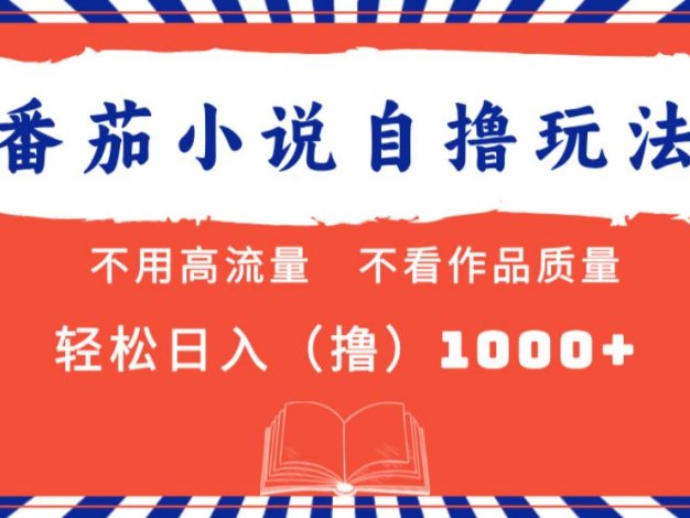 番茄小说最新自撸 不看流量 不看质量 轻松日入1000+