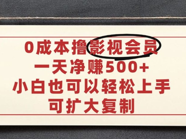 亲测,0成本可批量操作,靠卖影视会员实测月入30000+