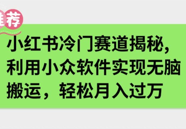 小红书冷门赛道揭秘,利用小众软件实现无脑搬运,轻松月入过万