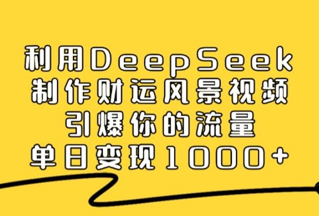 利用DeepSeek制作财运风景视频,引爆流量,单日变现1000+