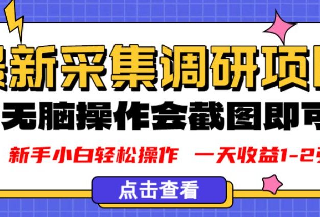 新版采集调研项目,截图上传即可,无脑操作,日收益1-2张