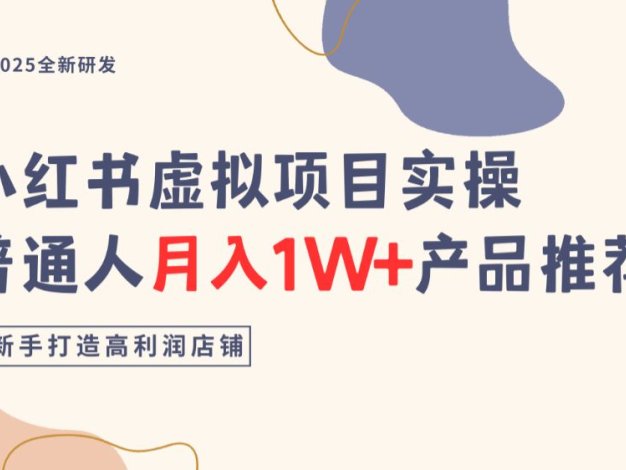 小红书虚拟项目实操指南，普通人月入1W+产品推荐，直接抄