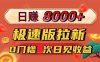 日入8400!极速版拉新,一单12块!零门槛次日见收益