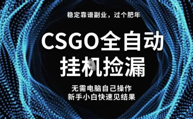 全球最热门游戏CSGO全自动捡漏,最新玩法,新手小白日入5张+