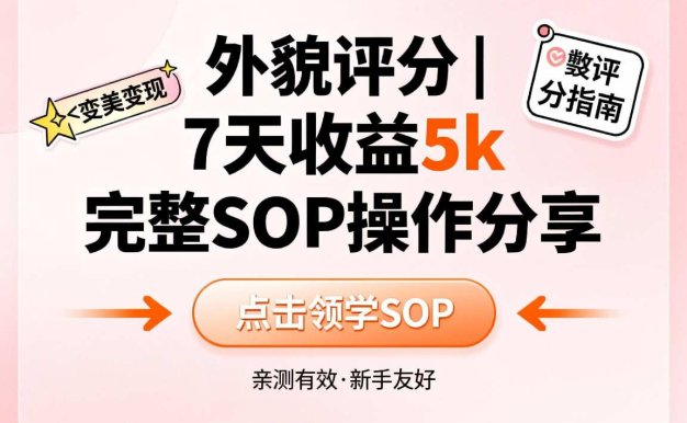 小红书做外貌评分，7天收益5k，完整SOP操作分享