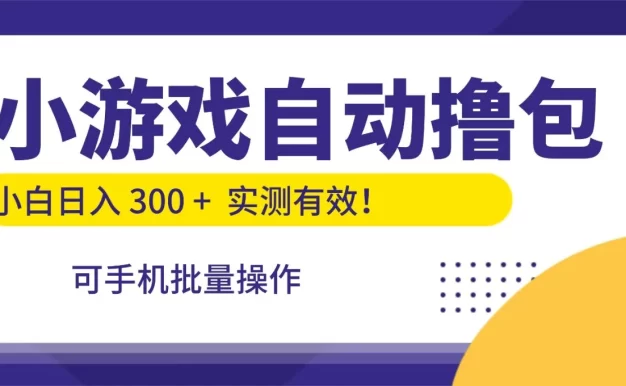小游戏自动撸包,手机批量操作,小白日入300 +