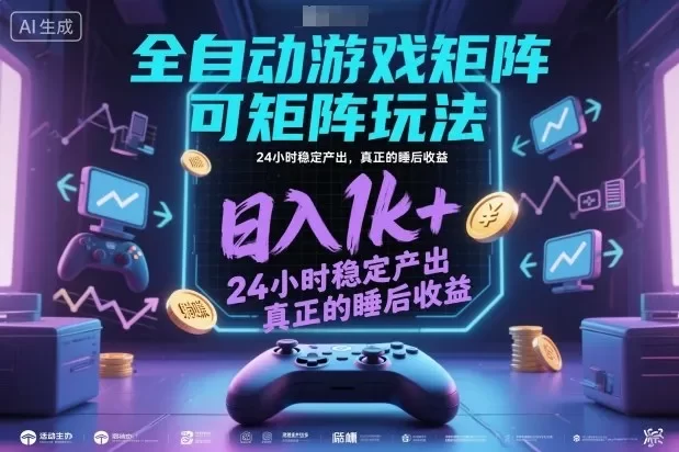 全自动游戏掘金,可矩阵操作,日入1k+,24小时稳定产出,真正的睡后收益