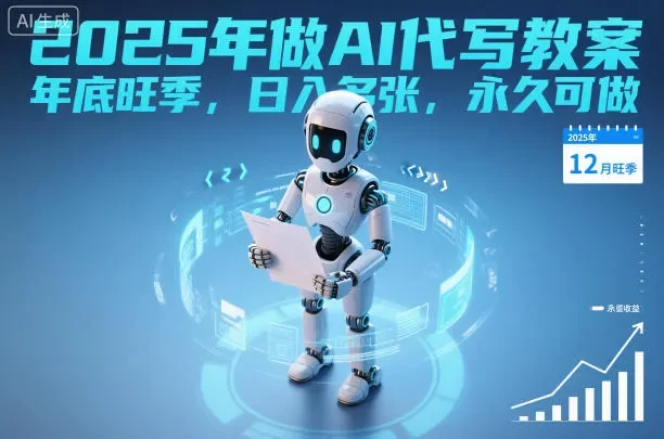 2025年做AI代写教案,年底旺季,日入多张,永久可做
