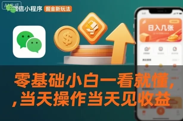 微信小程序掘金新玩法,日入几张,零基础小白一看就懂,当天操作当天见收益