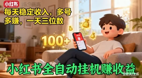 小红书自动挂G賺收益,每天稳定收入,多号多賺,一天三位数