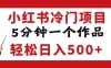 小红书冷门项目，但很赚钱，5分钟一个原创作品，轻松日入500+