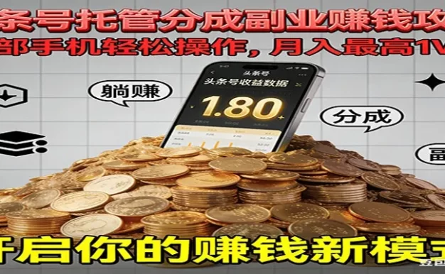 全程托管今日头条,一部手机就可以开干,最高躺赚1W+