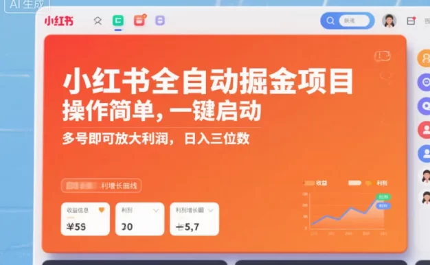 小红书全自动掘金项目,操作简单,一键启动,多号即可放大利润,日入三位数