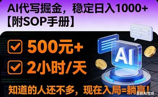2026风口项目,AI代写掘金,稳定日入1000+,掌握核心技能【附SOP手册】