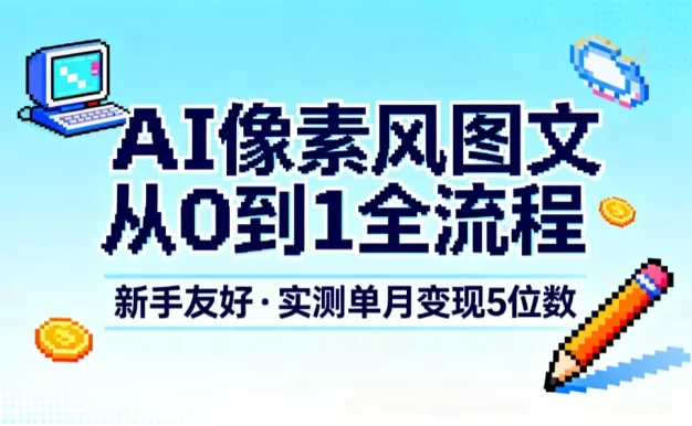 AI像素风图文从0到1全流程,新手友好,实测单月变现5位数