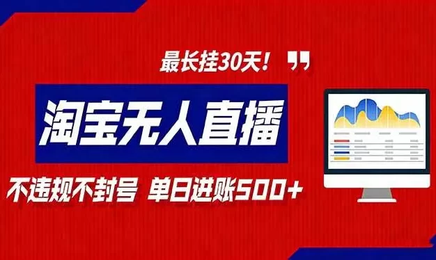 2026淘宝无人直播带货,不违规不封号,每日收益500+,最长挂30 天!
