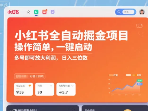 小红书全自动掘金项目,操作简单,一键启动,多号即可放大利润,日入三位数