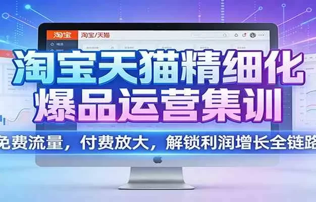 淘宝天猫精细化爆品运营集训:免费流量,付费放大,解锁利润增长全链路