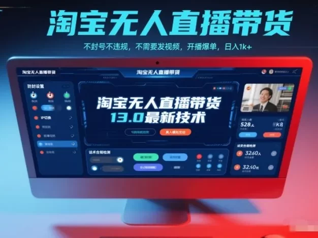 淘宝无人直播带货13.0最新技术,不封号不违规,不需要发视频,开播爆单,日入1k+