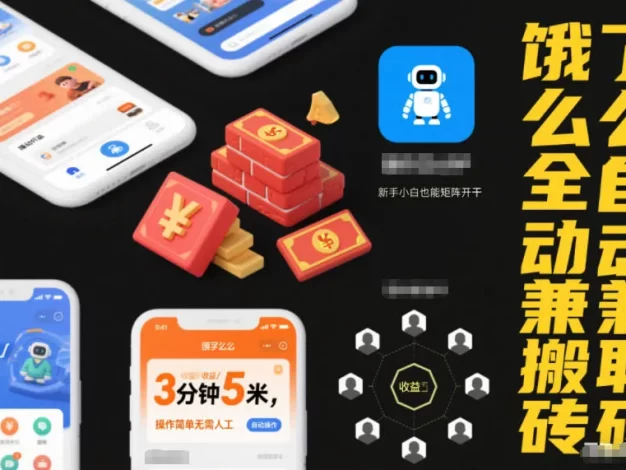 饿了么全自动兼职搬砖,3分钟5米,操作简单无需人工,新手小白也能矩阵开干