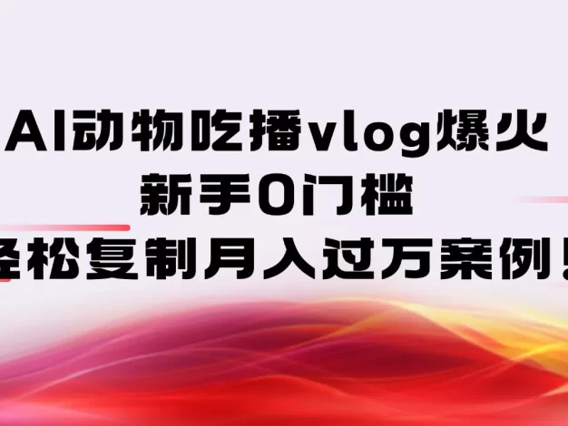 AI动物吃播vlog爆火:新手0门槛,轻松复制月入过万案例!
