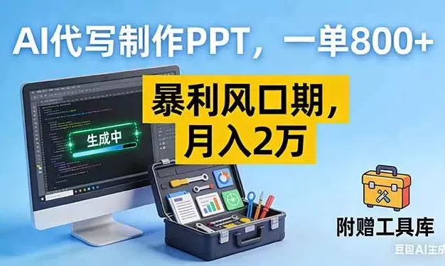AI代写制作PPT,一单800+, 暴利风口期,月入2万【附工具】