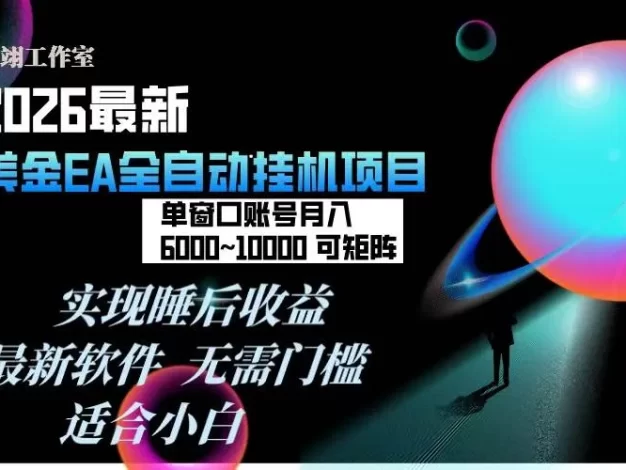 2026年最美金EA挂机项目,每天几分钟,单窗口月入600+,可矩阵,一台电脑支持多开窗口无任何限制