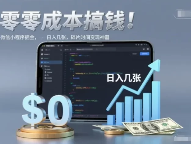 零成本搞钱,微信小程序掘金,简单易操作,日入几张,碎片时间变现神器