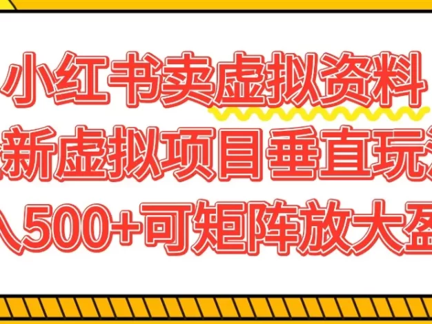 小红书卖虚拟资料500+,全新虚拟项目垂直玩法,可矩阵放大盈利!