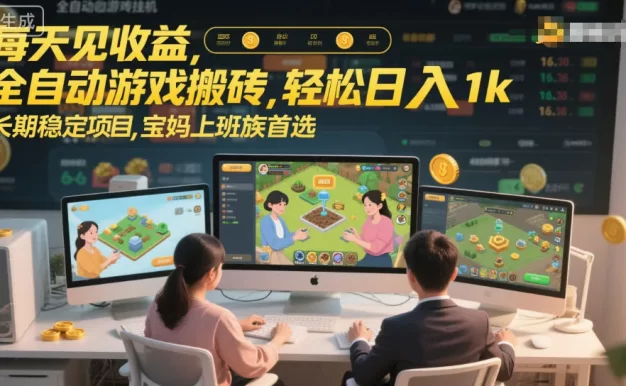 每天见收益,全自动游戏搬砖,轻松日入1k,长期稳定项目,宝妈上班族首选