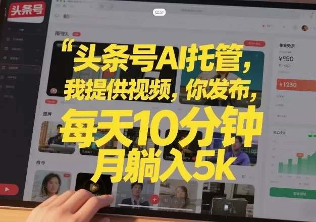 头条号AI托管,我提供视频,你发布,每天10分钟,月躺入5k+