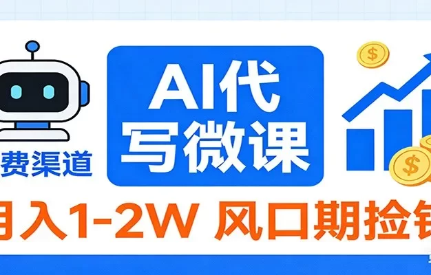 2026告别打工!AI 代写微课,提供免费渠道,月入 1-2W 风口期捡钱