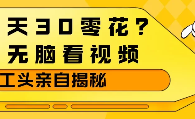 1天30零花?无脑看视频,工头亲自揭秘