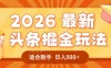 2026 重磅来袭！头条掘金逆天翻盘秘籍，AI 一键打造爆款内容，只需简单复制粘贴，日入 500 + 轻松实现！