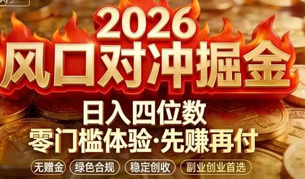 2026美金对冲套利,无赠金对冲策略保驾护航,低门槛易上手实操。单人单日收益2000+