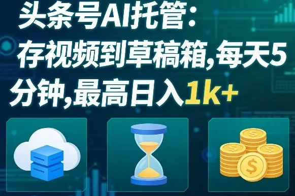 头条号AI托管,我存视频到你草稿箱,每天5分钟,最高日入1k+