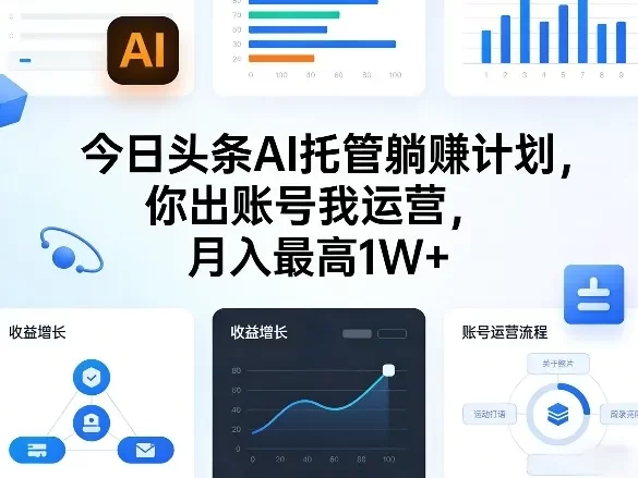 今日头条AI托管躺賺计划,你出账号我运营,月入最高1W+