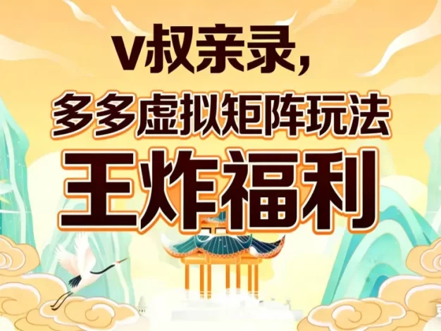 v叔亲录,多多虚拟矩阵玩法,王炸福利限时领取