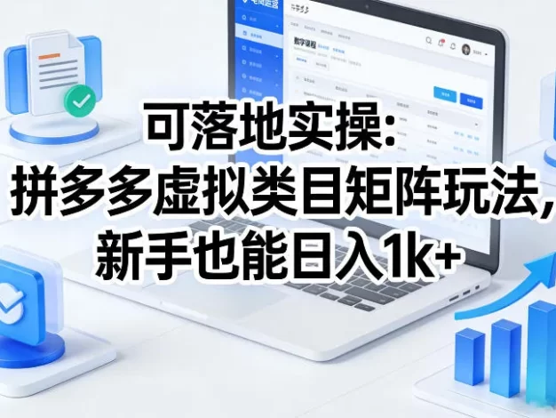 可落地实操:拼多多虚拟类目矩阵玩法,新手也能日入1k+