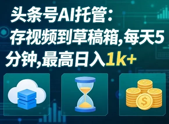 头条号AI托管,我存视频到你草稿箱,每天5分钟,最高日入1k+