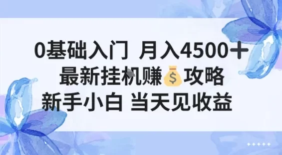 0基础入门月入4.5k,最新挂G賺米项目,新手小白,当天见收益