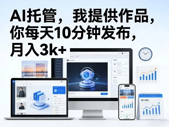 公众号AI托管,我提供作品,你每天10分钟发布,月入3k+