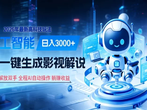 炸裂!2026 影视解说界核爆级革命!AI 十秒吞片吐爆款,多平台自动撒钱,日入 3000 + 比呼吸还简单!