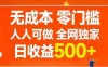 无成本，零门槛，人人可做，全网独家，真实日收益500+
