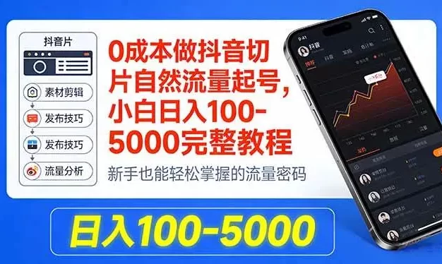 0成本做抖音切片自然流量起号,小白日入100-5000完整教程