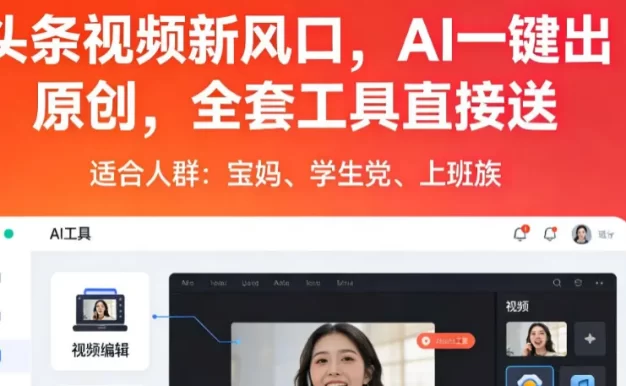 头条视频新风口,AI一键出原创,全套工具直接送,人人可做,有手就行