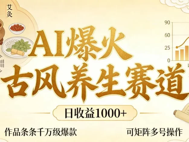 AI爆火古风养生赛道,日收益1k+单条作品点赞破万+,可矩阵多号操作