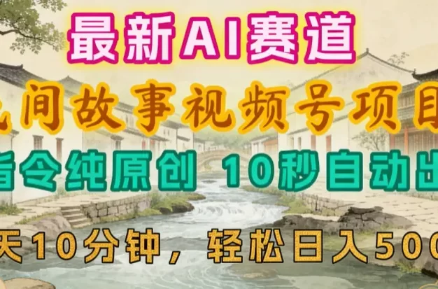 2026年视频号赛道,最新AI民间故事,每日10分钟,轻松日入500+