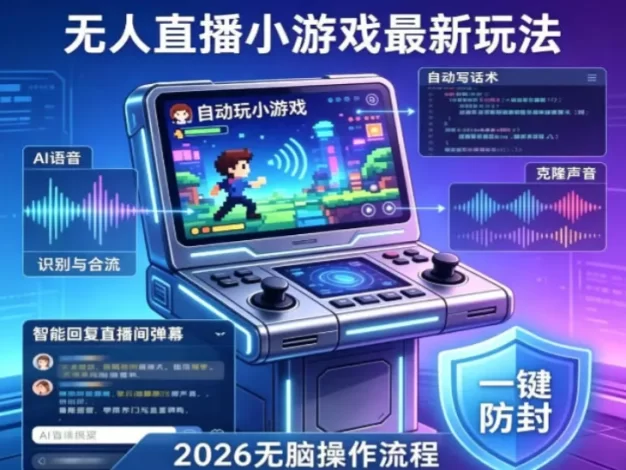 2026年AI无人直播小游戏全流程，不违规不封号，开启创业副业增收之路，小白月入1w+
