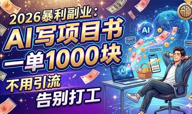 2026暴利副业：AI 写项目书，一单 1000 块，不用引流，告别打工